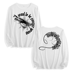 Edgy Gothic mắt & kịch bản đồ họa dài tay áo T-shirt, chúng tôi kho, 4 màu sắc, tùy chỉnh thiết kế - Product Image 1