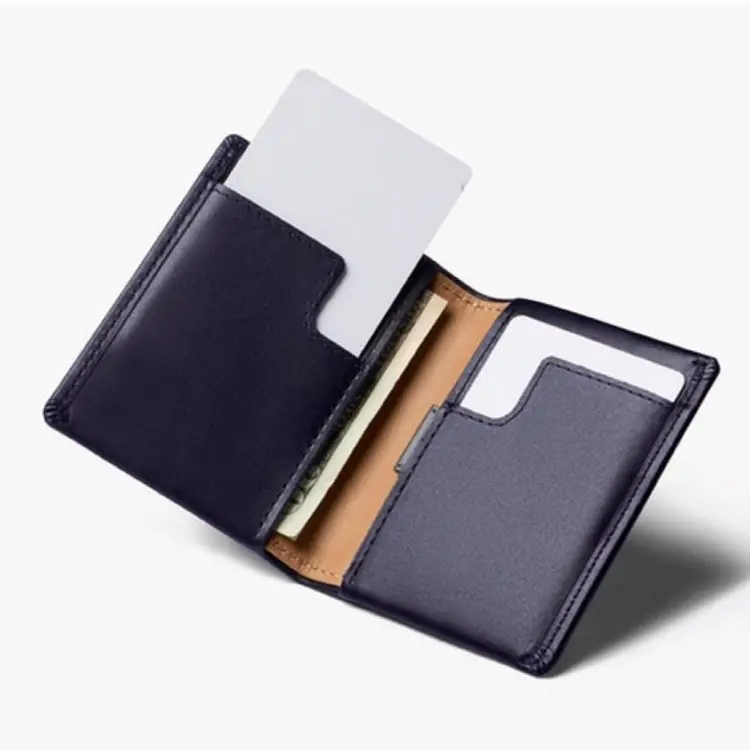 Famous type smart bifold soft wallet envelope package slim sleeve pull strap brand wallet