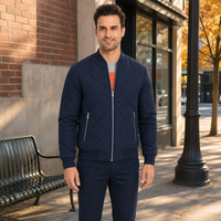 Blouson Bomber matelassé pour homme OEM, col montant côtelé, fermeture éclair métallique, doublure contrastante orange, léger et rembourré, idéal pour l'hiver, logo personnalisé