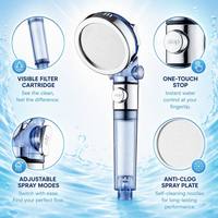 Pommeau de douche à main écologique à 3 modes avec interrupteur marche-arrêt perles filtrantes fonction pressurisée pour bain de spa emballé dans une boîte