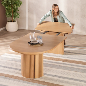 Mesa de <span class=keywords><strong>comedor</strong></span> ovalada transformable con marco de madera de diseño moderno y color personalizable para <span class=keywords><strong>comedor</strong></span> - Product Image 1