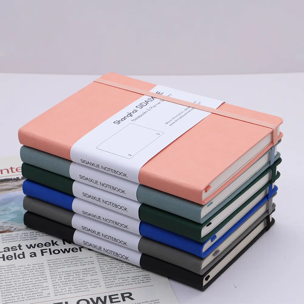 Cobertura dura do papelaria do fornecedor da fábrica a5 diário personalizado caderno com faixa elástica