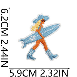 Surfer Girl bordado hierro en parches ropa parche decorativo apliques mar ola cangrejo dibujos animados planchado Shell - Product Image 2