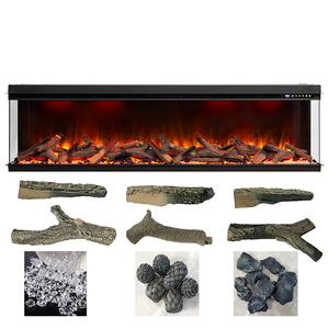 Cheminée électrique moderne à flamme LED réaliste à 3 côtés <span class=keywords><strong>de</strong></span> 72 pouces, avec ensemble <span class=keywords><strong>de</strong></span> bûches réelles en option, commande vocale intelligente - Product Image 6