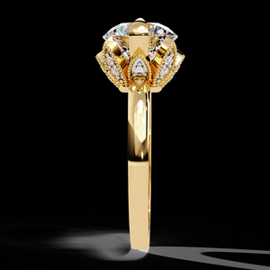 แหวนหมั้นเพชรเพาะเลี้ยงในห้องปฏิบัติการ 3 กะรัต พรีเมียม พร้อมวงแหวนทองรูปกลีบดอกไม้ เครื่องประดับงานแต่งงานสุดหรู - Product Image 5