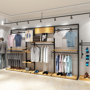 Estantes de tienda de ropa <span class=keywords><strong>Zara</strong></span>, accesorios de exhibición, estante de ropa de tubería Industrial, estantes de ropa montados en la pared para colgar ropa - Product Image 2