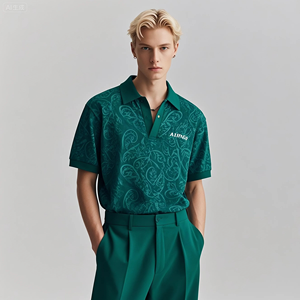 Pattern Paisley all'ingrosso personalizzati in tessuto misto poliestere Spandex maniche corte <span class=keywords><strong>Polo</strong></span> da uomo - Product Image 5