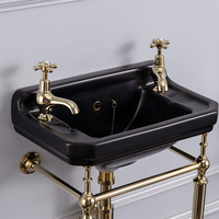 Carlton classique Double trou support bassin britannique américain rétro suspendu salle de bain évier papillon céramique mural