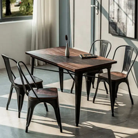 Meubles de restaurant de luxe léger, style industriel vintage, table et chaises en fer et bois, style loft, pour restauration rapide, café, salon de thé