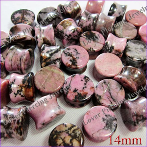 [SE-S416] بالجملة مزدوج المسامير المعلقة سدادات الحصيرة رودونيت طبيعي حجر وردي أذن مقاييس الأنابيب ثقب الجسم جودة المجوهرات - Product Image 4