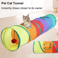 Tunnel pour chat pliable avec balle de jeu pour chats, petits chiens, lapins, petits animaux de compagnie, jouet interactif intérieur/extérieur, tunnel de jeu pour animaux de compagnie