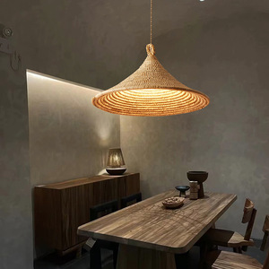 Japanese Style Rattan Pendant <b>Light</b> 35cm 40cm 50cm 60cm Diameter Led Round For Living Room <b>Dining</b> Room Restaurant - Product Image 4