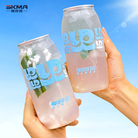 Boîtes en Plastique PET Vides Personnalisées de Chine avec Logo, Canettes de 330 ml Transparentes à Anneau et Ouverture Facile pour Jus et Boissons Gazeuses