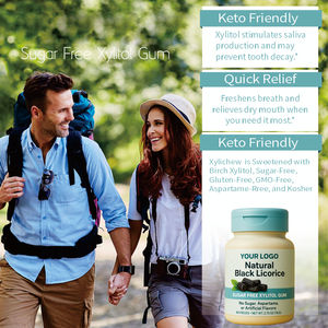 Gommes à mâcher au <span class=keywords><strong>xylitol</strong></span> à la réglisse noire naturelle - 60 pièces sans sucre - Rafraîchit l'haleine - Product Image 4