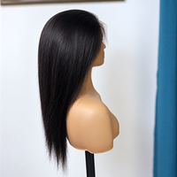 Perruque Courte Droite en Cheveux Humains, Perruque Pixie Bob, Noire Naturelle, Pré-Pluckée, Ligne de Cheveux Naturelle, Sans Colle