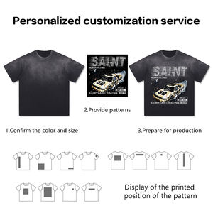 Nouvelle mode T-shirt vintage ample 100% coton lourd avec logo imprimé personnalisé T-shirt surdimensionné rétro de détresse 250gsm pour hommes - Product Image 3