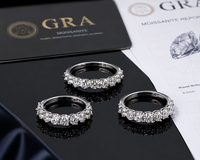 Bague Moissanite Classique Vintage en Argent S925 avec Gemme Ronde VVS Scintillante, Monture Demi-Éternité Certifiée GRA, Cadeau Quotidien ou d'Anniversaire