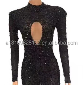 Costumi a maniche lunghe sexy <span class=keywords><strong>trasparenti</strong></span> con diamanti scintillanti costumi <span class=keywords><strong>da</strong></span> donna su misura - Product Image 4