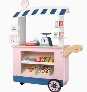 Carrito de tienda de juguetes de madera con <span class=keywords><strong>caja</strong></span> <span class=keywords><strong>registradora</strong></span> <span class=keywords><strong>realista</strong></span>-Supermercado de juego de simulación para niños para jardín de infantes - Product Image 3