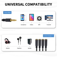 Répartiteur auxiliaire de casque 3.5mm 1 à 4 voies TRS 3 pôles ou TRRS 4 pôles mâle à 4 femelles câble d'extension pour haut-parleur Mp3 mobile