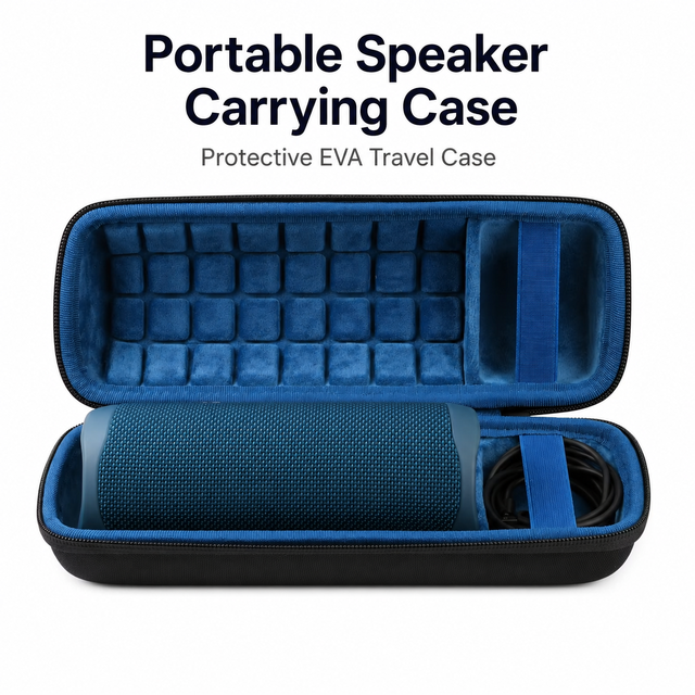 Custom EVA Hard Shell Speaker Case Waterproof Shockproof Travel Carrying Bag for Portable Speaker with Cable Storage OEM ODM