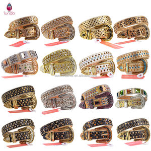 Ceinture en cuir PU pour hommes avec strass et cristaux, tailles et couleurs assorties, livraison rapide, très populaire - Product Image 5