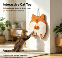 Grattoir mural en sisal pour chat, forme renard, résistant à l'usure, pour chats d'intérieur