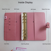Organisateur de portefeuille à enveloppes A6 en cuir beige, durable et portable, pour le défi d'épargne, avec couverture de planificateur