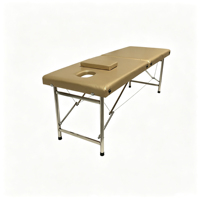 Table de massage pliable robuste à 2 sections avec pieds en acier inoxydable, lit de spa professionnel