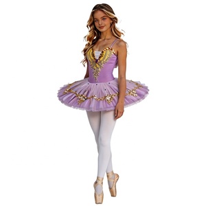 Robes de tutu de ballet pour filles, costume de ballet classique professionnel, corsage brodé or et strass, pour spectacle sur scène - Product Image 5