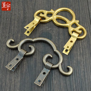 Crochets en laiton de style antique Chengyu avec motif nuage, finition polie, pour plaques, cadres et tableaux suspendus - Product Image 1