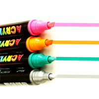 SP1001 Lot de 12 marqueurs à peinture acrylique néon double pointe, stylos en plastique transparent avec 12, 18 ou 24 couleurs, ensemble de marqueurs acryliques permanents pour l'art