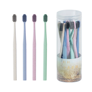 Cepillo de dientes de paja de trigo, cerdas suaves, cabezal pequeño, estuche portátil para higiene bucal, uso doméstico, para adultos - Product Image 2