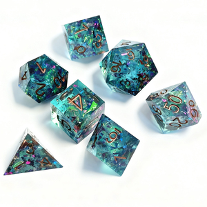 ชุดลูกเต๋า RPG ทำจากเรซินพร้อมดันเจี้ยนและมังกรทำด้วยมือมีขอบแหลมกระดาษลูกกวาดขนาดเล็กชุดลูกเต๋าหลายด้านเรืองแสง - Product Image 3