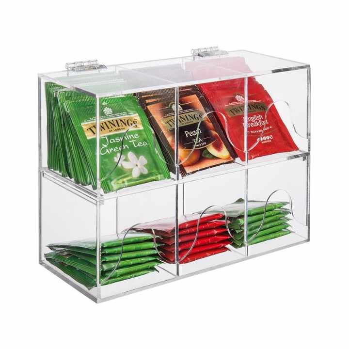 Stackable Tea Bag Organizer Rack Acrylic Tea Bags Holder Tea Bag ...