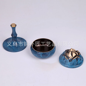 Brûleur d'encens en cuivre émaillé Tongpu Craftsman, style zen classique chinois pour la maison - Product Image 3
