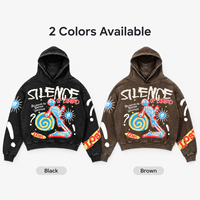 Sweat-shirt à capuche unisexe surdimensionné avec motif graphique, style streetwear vintage, noir et marron, prêt à être expédié, faible MOQ