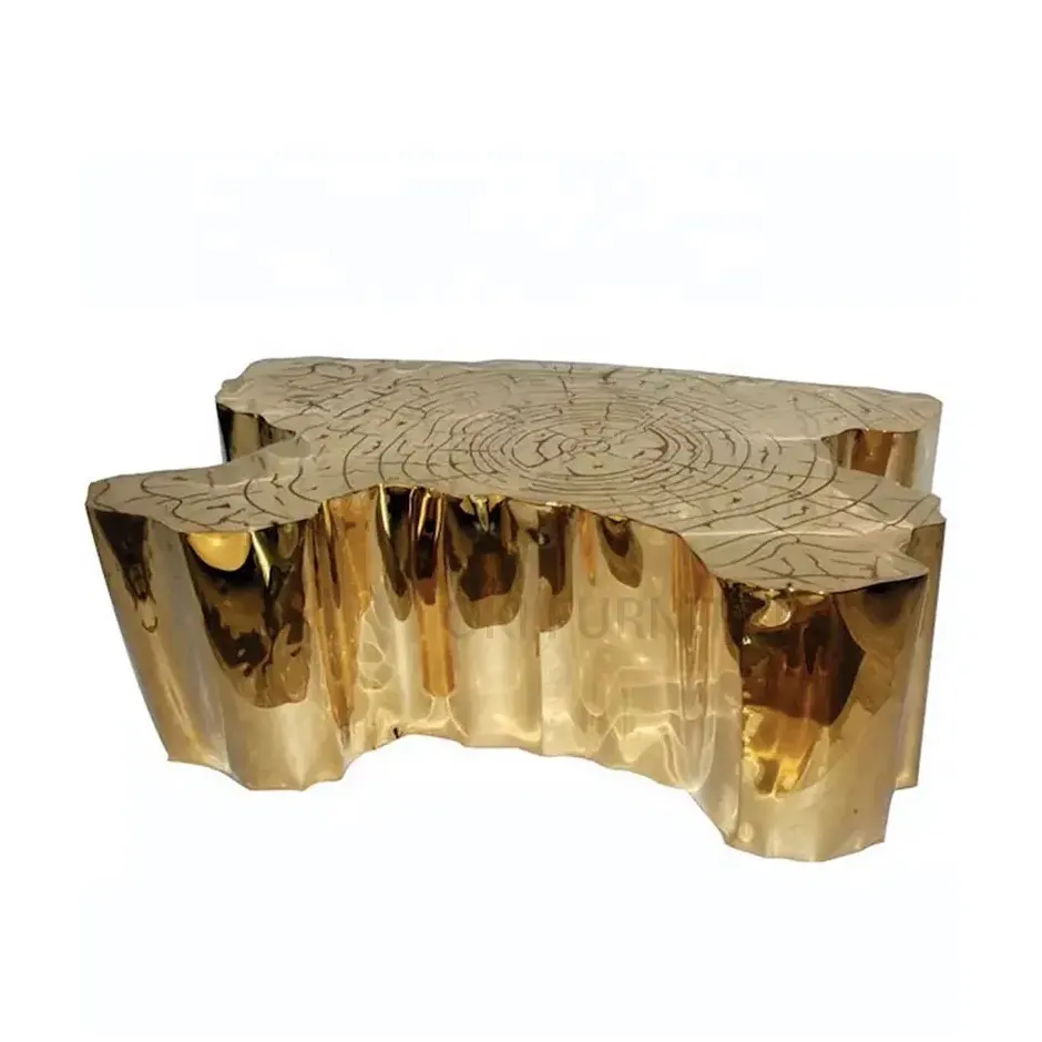 Moderne High-End berühmte Marke Luxus exklusive einzigartige Baumring zentralen Tisch Eden Gold Edelstahl Baumstamm Couch tisch