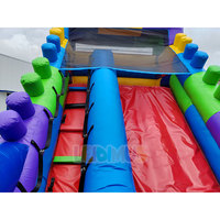 Toboggan gonflable en blocs de construction pour enfants, château gonflable coloré, toboggan rebondissant extérieur, équipement de jeu de carnaval