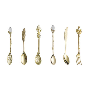 ชุดช้อนส้อมสำหรับพระราชวังของขวัญย้อนยุคชุดช้อนส้อมสำหรับรับประทานอาหารแบบย้อนยุค6ชิ้น<span class=keywords><strong>ช้อน</strong></span>ขนมแยมไอศกรีมกาแฟ - Product Image 5