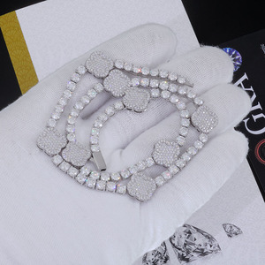 <span class=keywords><strong>Collier</strong></span> <span class=keywords><strong>trèfle</strong></span> à quatre <span class=keywords><strong>feuilles</strong></span> serti de diamants NUOYA, <span class=keywords><strong>argent</strong></span> sterling 925, chaîne tennis en moissanite VVS, bijoux hip-hop pour femmes, passe le test du diamant - Product Image 2