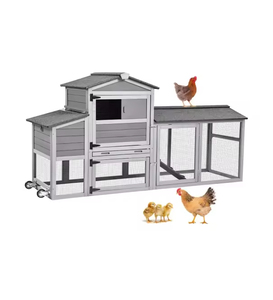 Pollaio Moderno Personalizzabile da 80 Pollici per Esterni, Gabbia in Legno per Polli con Ruote, Nido e Recinto, Casetta Mobile per Galline con Struttura Solida - Product Image 1