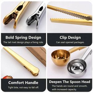 Wholesale Kitchen <b>Measuring</b> Tools <b>Measuring</b> Scoop 430 Stainless Steel Scoop Gold 15ml Coffee <b>Measuring</b> <b>Spoons</b> with Clip - Product Image 6