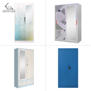 Armoires de Chambre Modernes Chinoises : Petites Armoires Métalliques à Portes Coulissantes ou Battantes, Rangement Gain de Place, Penderie en Acier - Product Image 5