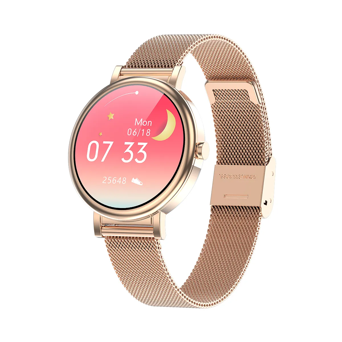 316 paslanmaz leke kayış bayanlar akıllı saat fiyat spor izci smartwatch ile gümüş altın rengi