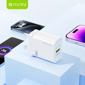 BAVIN卓越PC937E 18w qc3.0欧盟英国插头手机快速充电器，带微型c型充电电缆