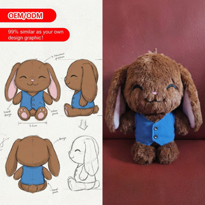 Fabricant de jouets en peluche personnalisés, vente en gros de mini lapins en peluche avec gilet, lapin en peluche de style rustique pour décoration B&B, ours en peluche personnalisé - Product Image 1
