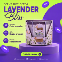 Coffret Cadeau de Bougies Artisanales en Cire de Soja Cylindriques pour Aromathérapie - Cadeau pour Hôtesse, Meilleures Amies, Bougies Parfumées Purifiantes d'Air Lavande et Bois