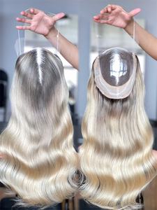 SHY Hair New Desgin Mini peluca Ombre Rubio Cabello humano Onda del cuerpo Topper frontal de encaje con línea de cabello prearrancada - Product Image 3