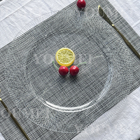 Assiettes de table en plastique personnalisées de 13 pouces pour fête, banquet, fleurs, cannelures, festonnées, transparentes, pour réception de mariage, dîner